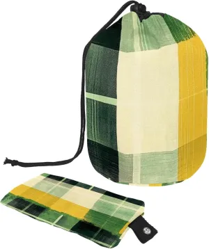 Travel Cosmetic Bags bucket Makeup Bag, Green Watercolor Checkerboard 18 Women Portable Foldable Cases, Multifunctional Toiletry Bucket Bags Round Organizer Storage