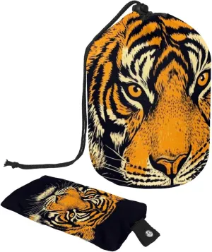 Travel Cosmetic Bags bucket Makeup Bag, Hand-painted Wild Tiger Print 34 Women Portable Foldable Cases, Multifunctional Toiletry Bucket Bags Round Organizer Storage