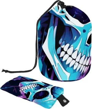 Travel Cosmetic Bags bucket Makeup Bag, Punk Style Skeleton Women Portable Foldable Cases, Multifunctional Toiletry Bucket Bags Round Organizer Storage