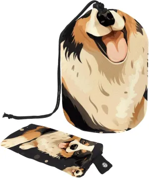 Travel Cosmetic Bags bucket Makeup Bag, Puppy Dog Print Women Portable Foldable Cases, Multifunctional Toiletry Bucket Bags Round Organizer Storage
