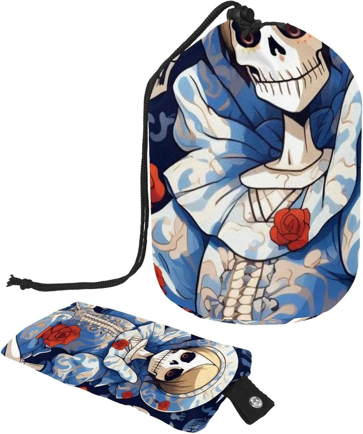 Travel Cosmetic Bags bucket Makeup Bag, Rose Skull Bride Women Portable Foldable Cases, Multifunctional Toiletry Bucket Bags Round Organizer Storage