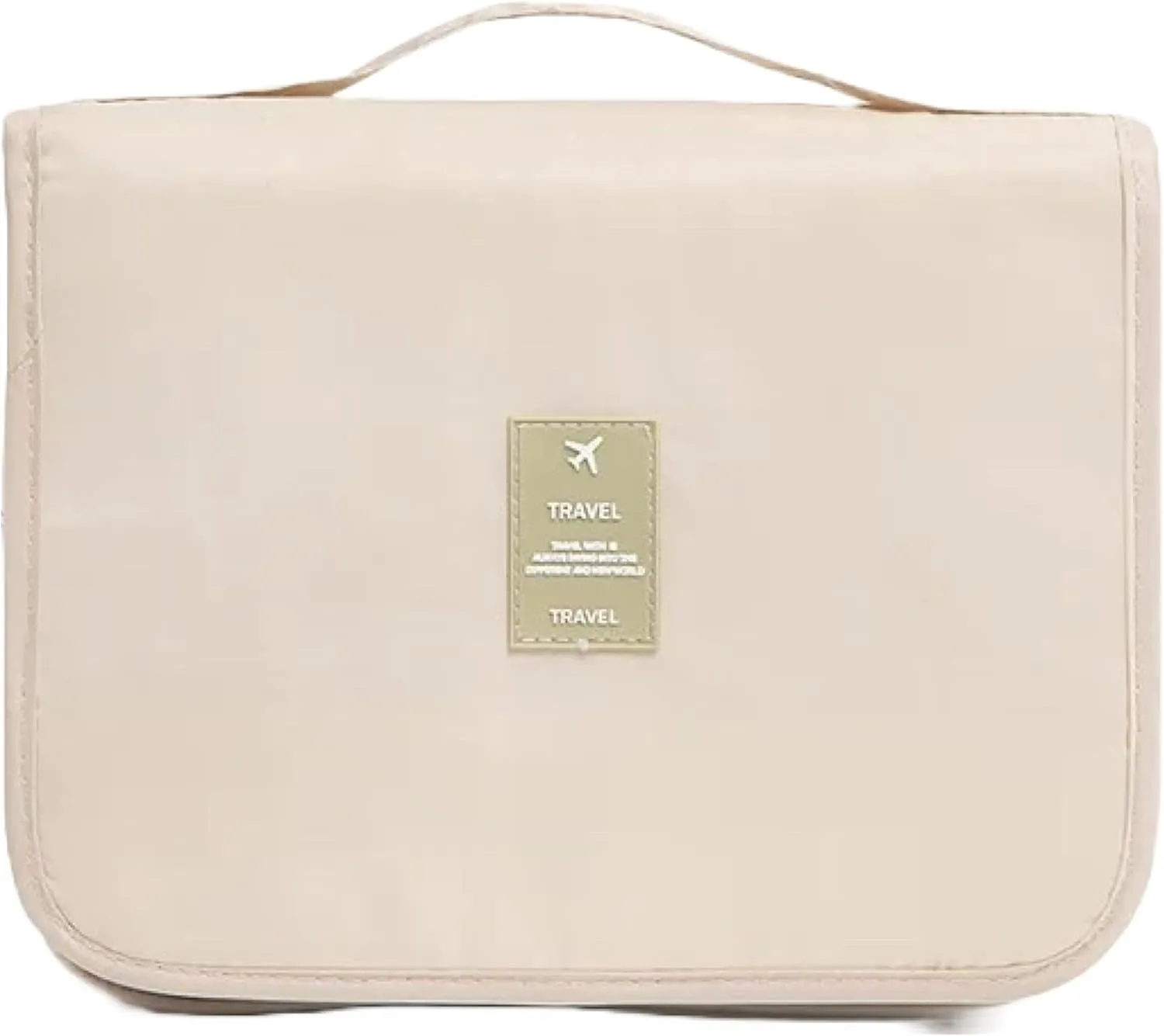 Travel Toiletry Bag - Small Hanging Bathroom and Cosmetic Organizer for Men and Women - Travel Bag for Toiletries (Beige)