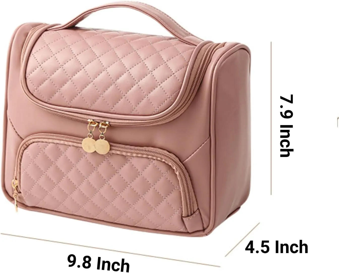 Travel Toiletry Bag, Waterproof Cosmetic Bag with Hanging Hook, Large Capacity Toiletries Bag, Makeup Bag for Traveling, Cosmetic Organizer Case for Women (Pink)