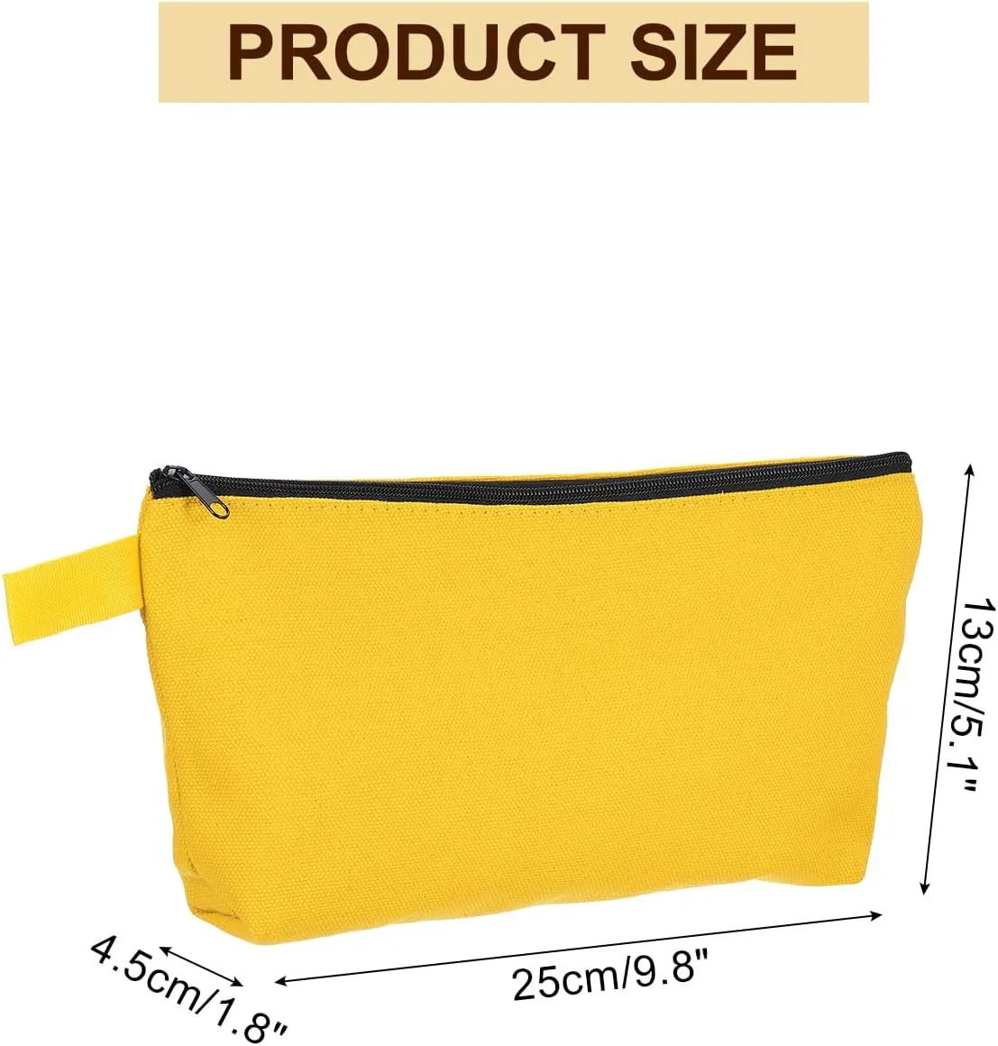 uxcell Canvas Makeup Bags, 30 Pcs Travel Cosmetic Bags Bulk, Multipurpose Plain Toiletry Zipper Pouches Blank DIY Craft Bags Pencil Bag for Women Teens, Dark Yellow