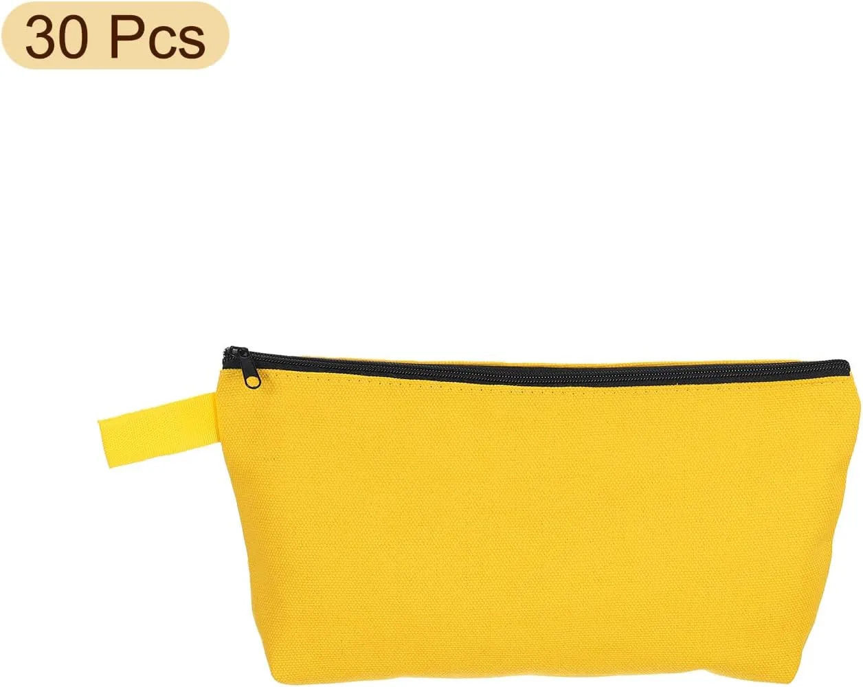 uxcell Canvas Makeup Bags, 30 Pcs Travel Cosmetic Bags Bulk, Multipurpose Plain Toiletry Zipper Pouches Blank DIY Craft Bags Pencil Bag for Women Teens, Dark Yellow