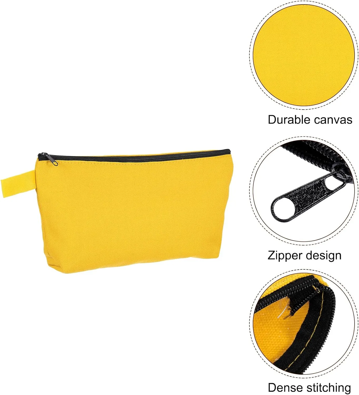 uxcell Canvas Makeup Bags, 30 Pcs Travel Cosmetic Bags Bulk, Multipurpose Plain Toiletry Zipper Pouches Blank DIY Craft Bags Pencil Bag for Women Teens, Dark Yellow