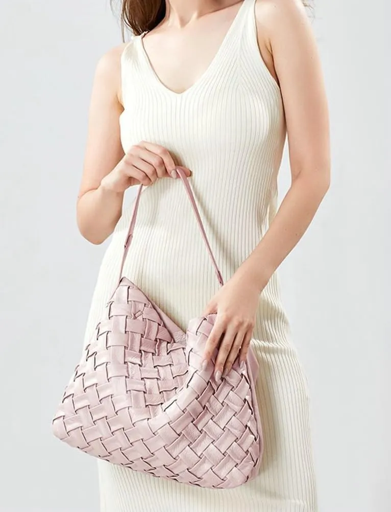 Vegan Leather Woven Bags for Women Large Fashion Tote Handbag Shoulder Purses Handmade Crossbody Bags with Coin Purse