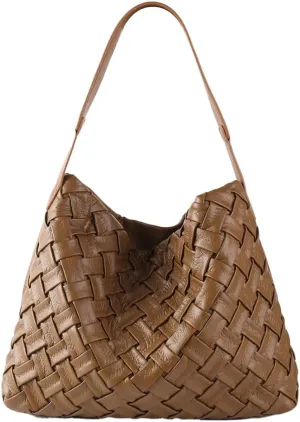 Vegan Leather Woven Bags for Women Large Fashion Tote Handbag Shoulder Purses Handmade Crossbody Bags with Coin Purse