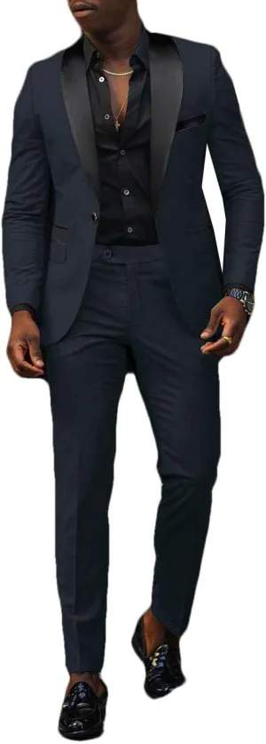 VENNYNG Men's Slim Fit Suit 2 Piece Wedding Prom Party Suit for Men Slim Dress Blazers Jacket Suit Coat Pants Trousers