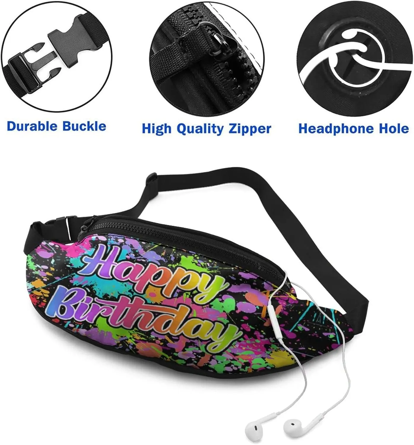 Vintage 80s 90s Fanny Pack for Women Men,Fashion Waist Pack Belt Bag Crossbody Bag for Casual Running Cycling