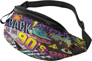 Vintage 80s 90s Fanny Pack for Women Men,Fashion Waist Pack Belt Bag Crossbody Bag for Casual Running Cycling