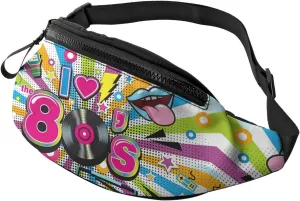 Vintage 80s 90s Fanny Pack for Women Men,Fashion Waist Pack Belt Bag Crossbody Bag for Casual Running Cycling