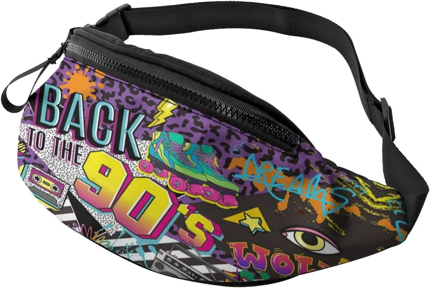Vintage 80s 90s Fanny Pack for Women Men,Fashion Waist Pack Belt Bag Crossbody Bag for Casual Running Cycling
