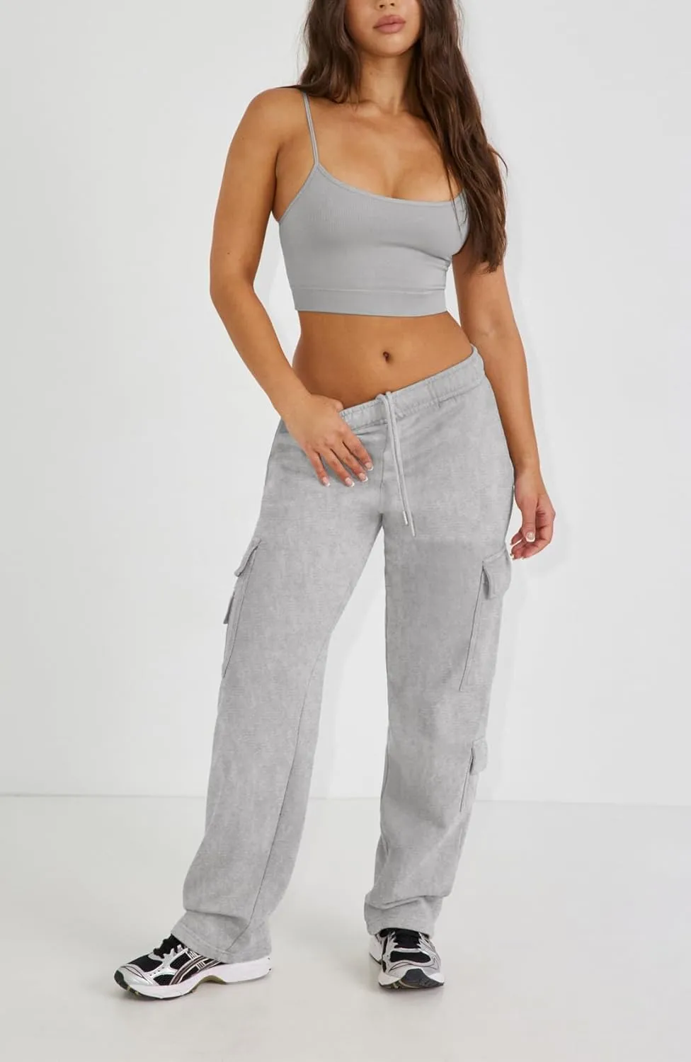 Waitfairy Wide Leg Sweatpants Women Cargo Pants for Girls High Waisted Baggy Sweatpants for Women Casual Pants with Pockets