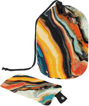 Watercolor Art Colorful Marble Print 25 Travel Cosmetic Bags Makeup Bag for Women, Foldable Drawstring Travel Cosmetic Bags, Portable Toiletry Bucket Bag