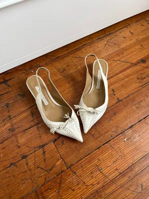 White Pointed Toe Slingbacks