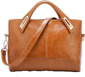 Woman Tote Bags PU Leather Handbags Ladies Shoulder Bags Zipper Satchel Bag Purse (Color : Brown)