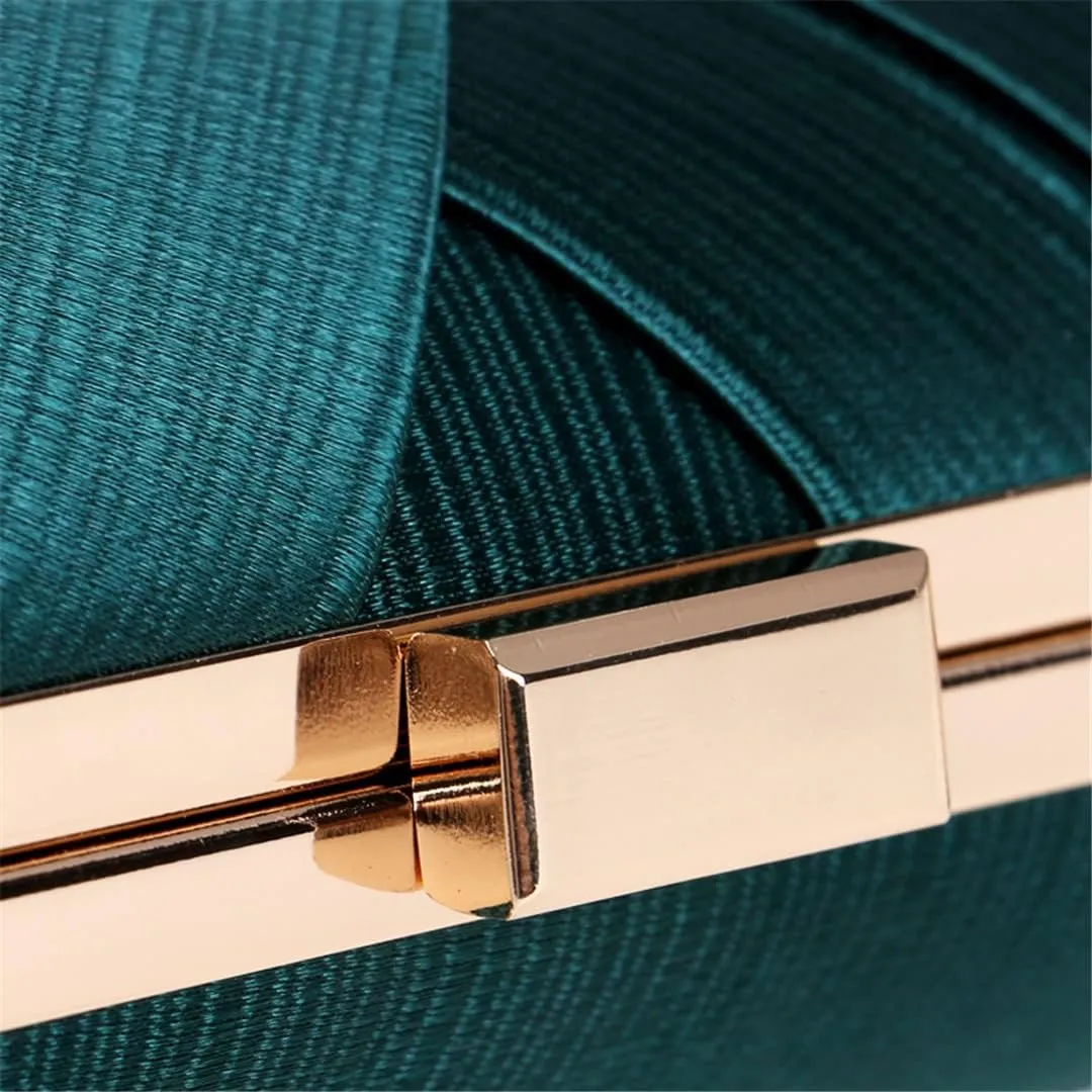 Women Clutch Bags Tassel Golden Satin Evening Bags Wedding Bridal Handbags Shoulder Bag Chain Purse