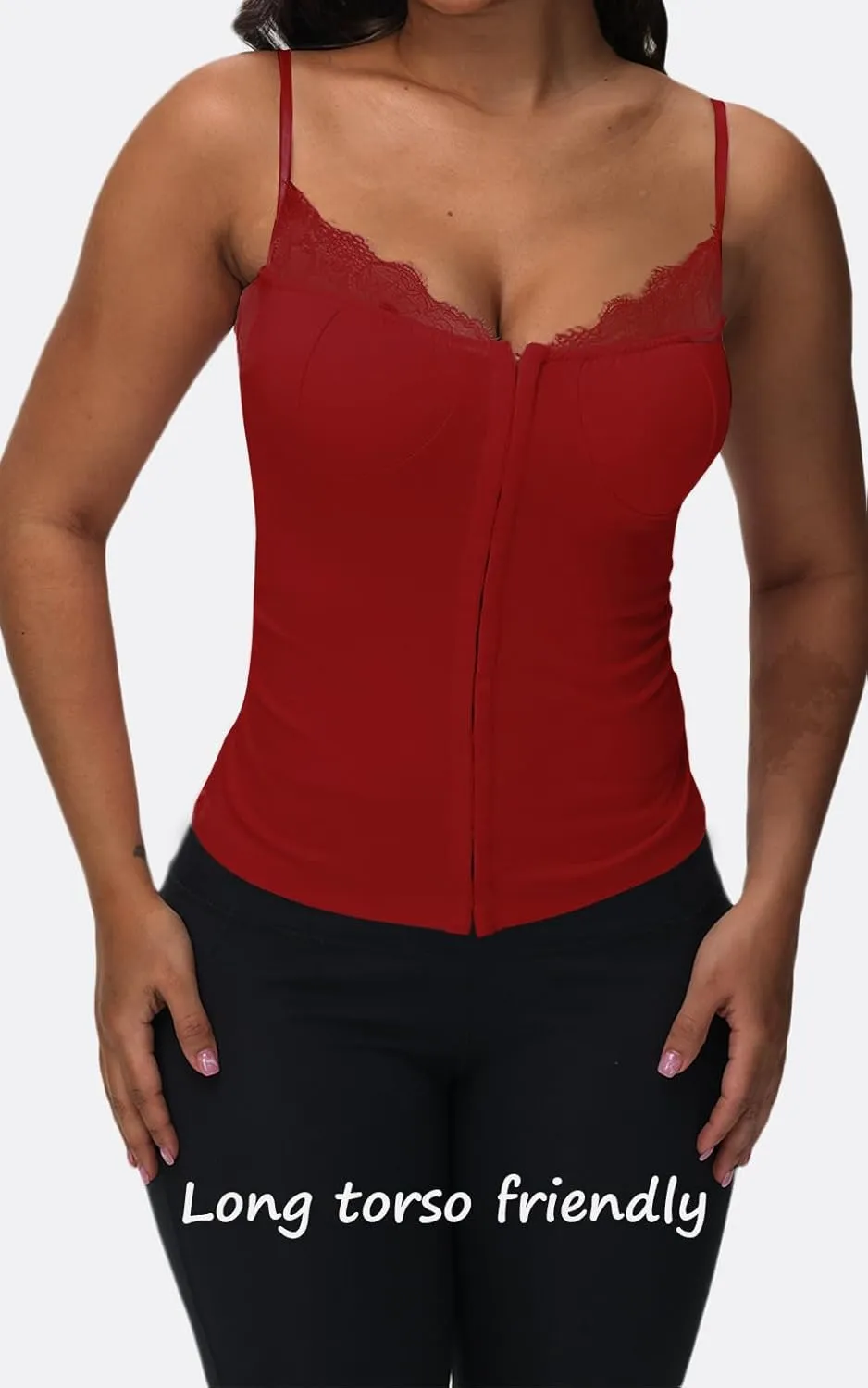 Women Lace Trim Tank Cami Top with Built in Bra Cute Padded Lingerie for Summer Date Night Going Out