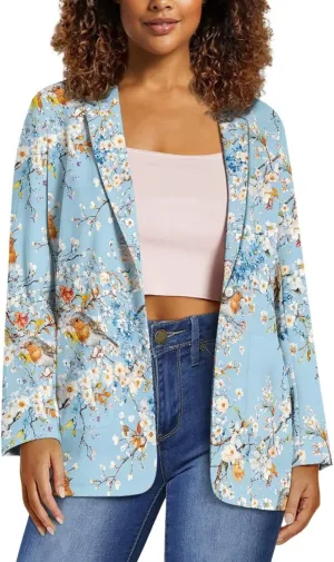 Women Long Sleeve Blazer Suit Jacket Coat Casual Business Dress Suit One Buttons with Pocket 2XS-3XL