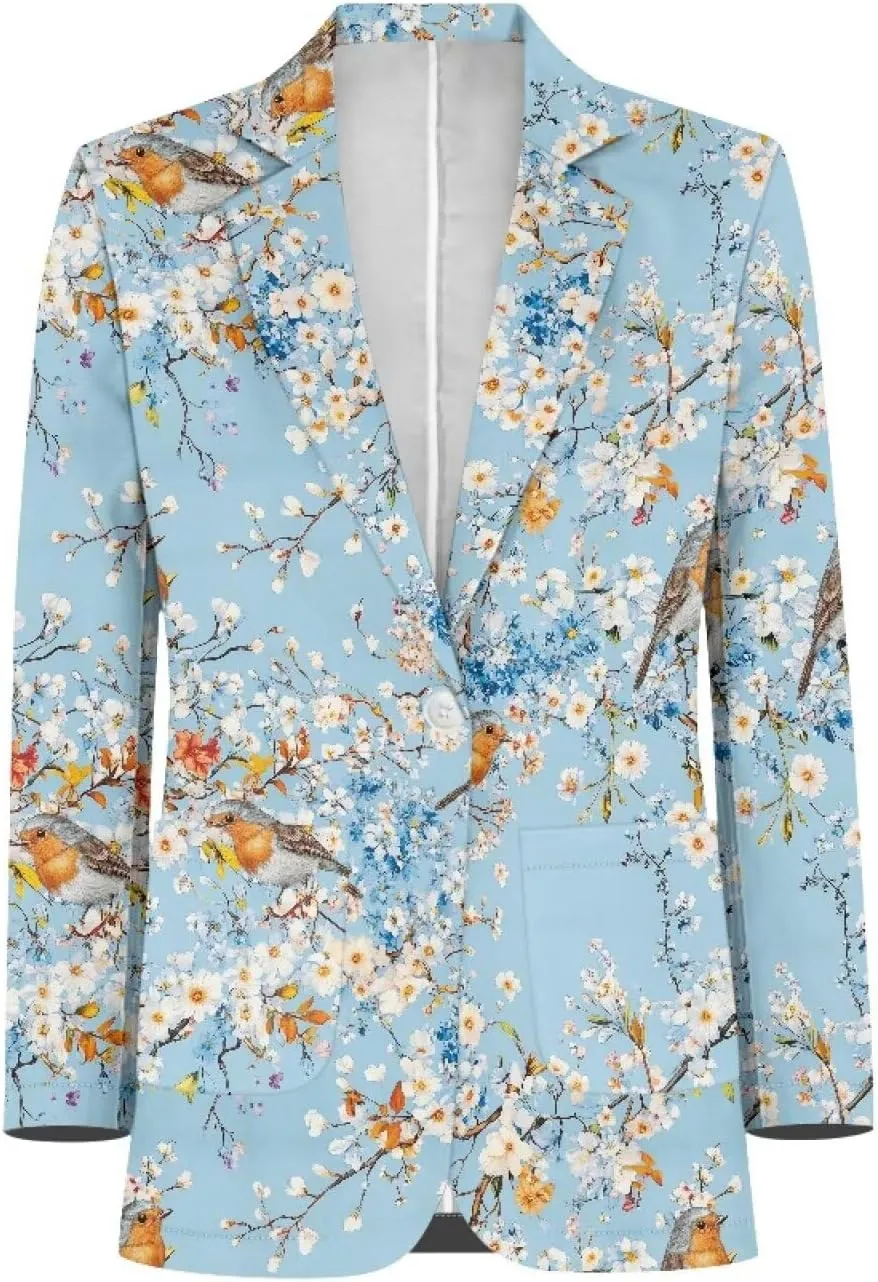 Women Long Sleeve Blazer Suit Jacket Coat Casual Business Dress Suit One Buttons with Pocket 2XS-3XL