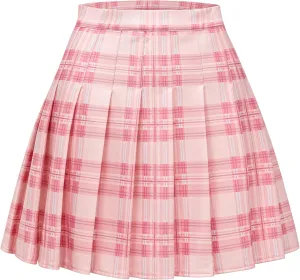 Women Pleated Skirt A-Line Short Mini Basic Skirt School Uniform Cheerleader Skirts Skater Skirt