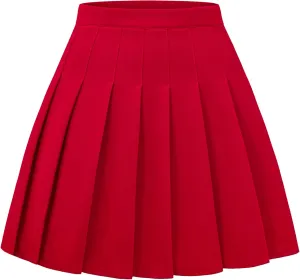 Women Pleated Skirt A-Line Short Mini Basic Skirt School Uniform Cheerleader Skirts Skater Skirt