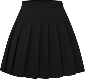 Women Pleated Skirt A-Line Short Mini Basic Skirt School Uniform Cheerleader Skirts Skater Skirt