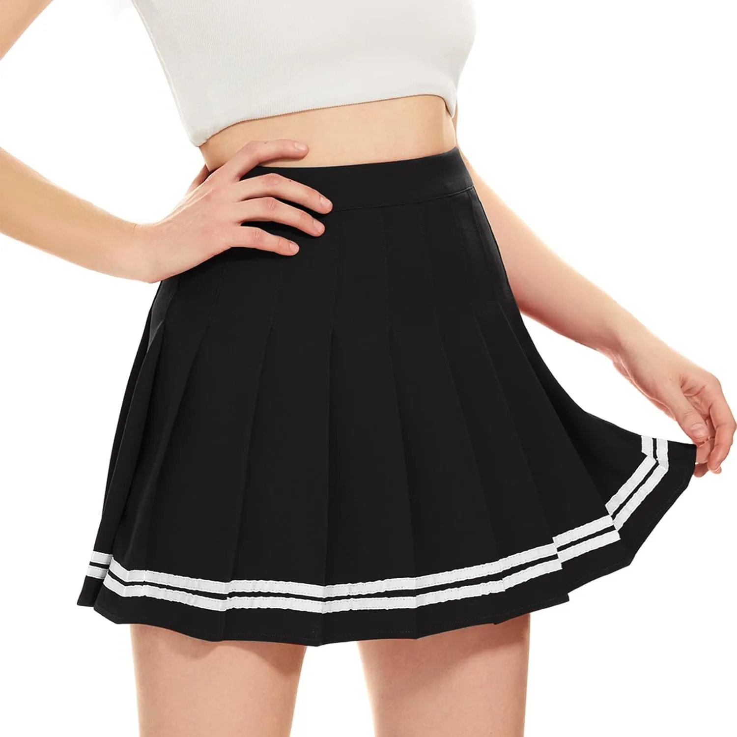 Women Pleated Skirt A-Line Short Mini Basic Skirt School Uniform Cheerleader Skirts Skater Skirt