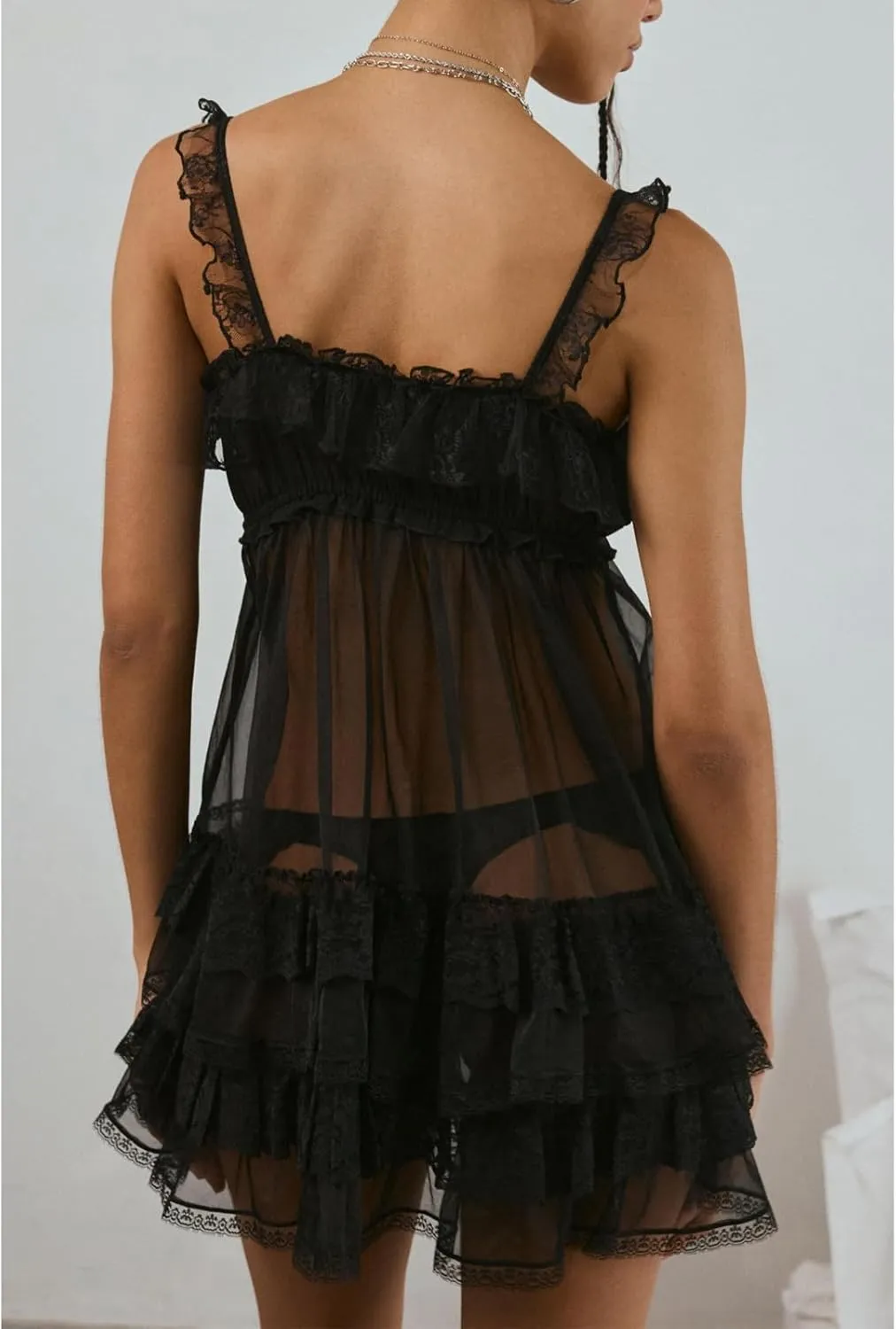 Women Y2k Spaghetti Strap Lace Floral Mini Bodycon Dress Sexy V Neck Backless Cami Ruffle Going Out Short Dress