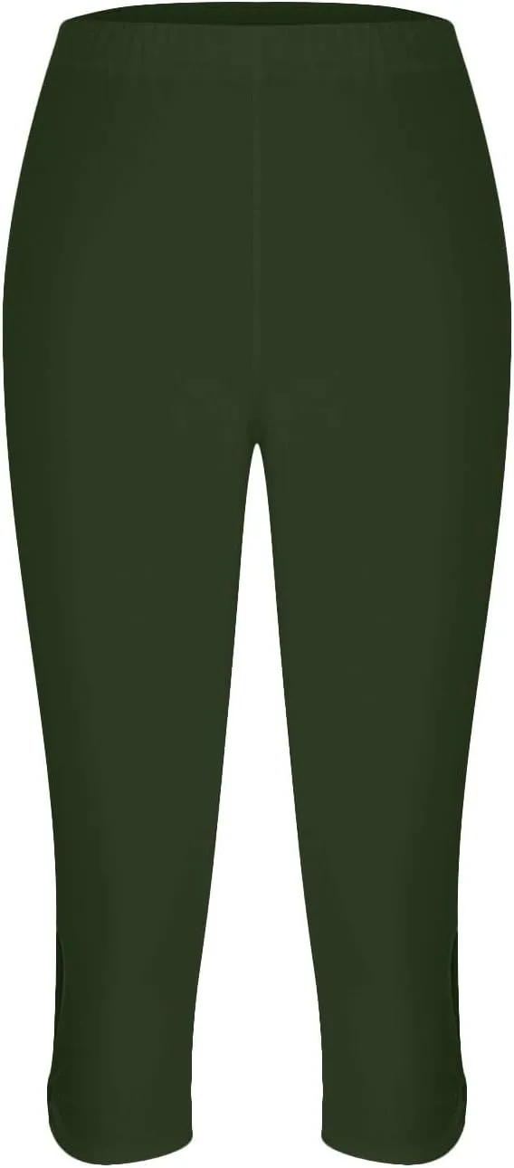 Womens Capri Leggings Summer Plus Size Capris Workout Yoga High Waisted Capri Pants Casual Pull On Capris with Pockets