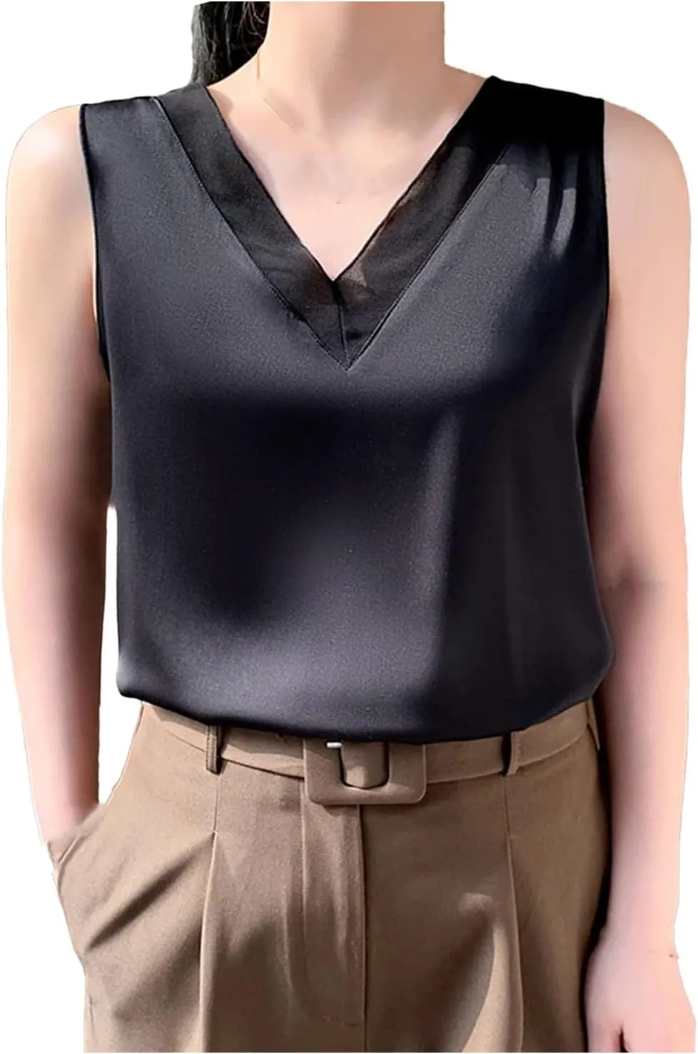 Women's Chiffon Camisole Lace Camisole Tops Women Women's V-Neck Vest