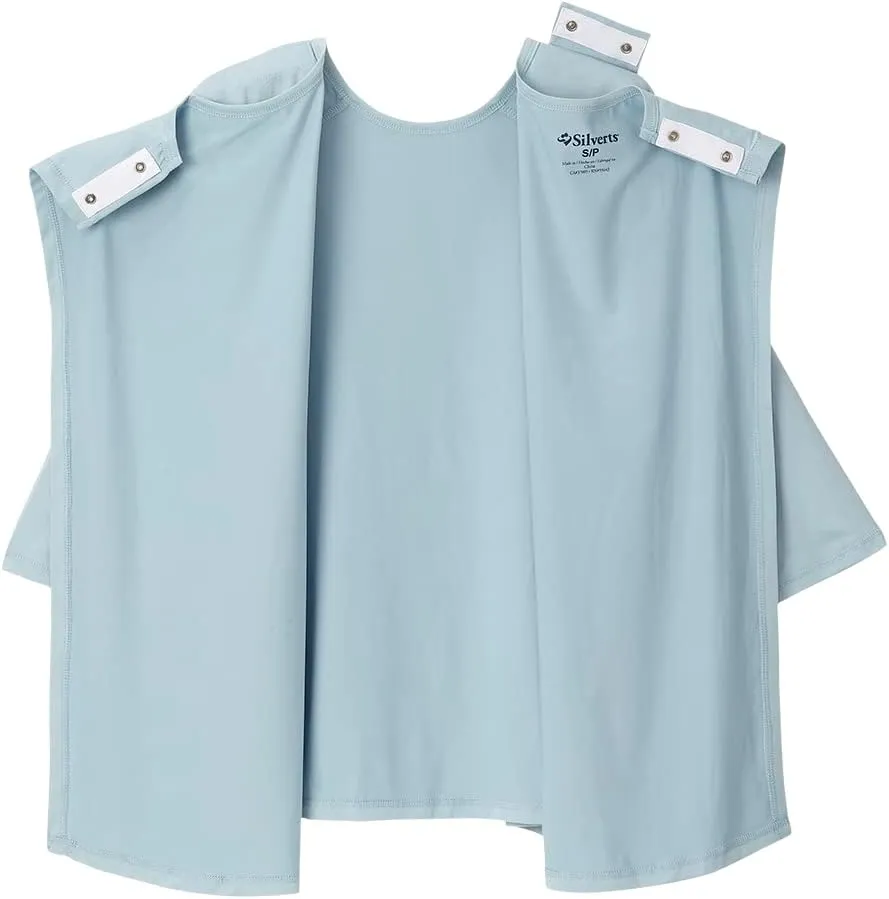 Womens Open Back Adaptive Active Crew Neck Top for Seniors - 3/4 Long Sleeve Shirt