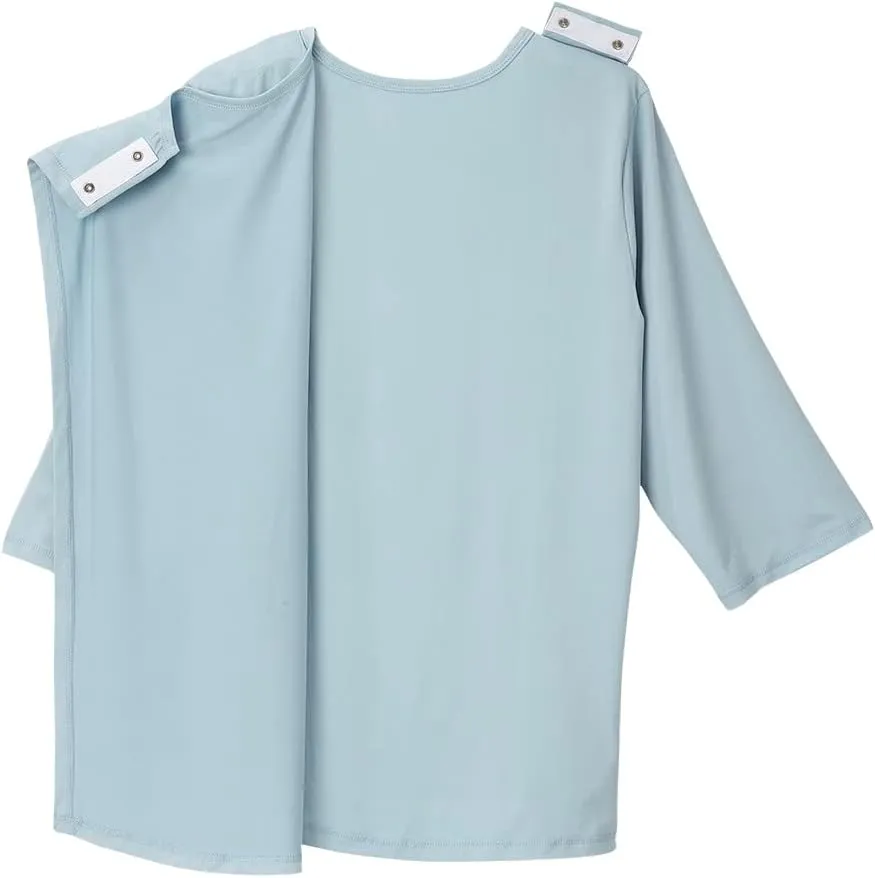 Womens Open Back Adaptive Active Crew Neck Top for Seniors - 3/4 Long Sleeve Shirt