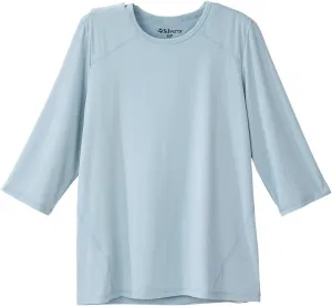 Womens Open Back Adaptive Active Crew Neck Top for Seniors - 3/4 Long Sleeve Shirt
