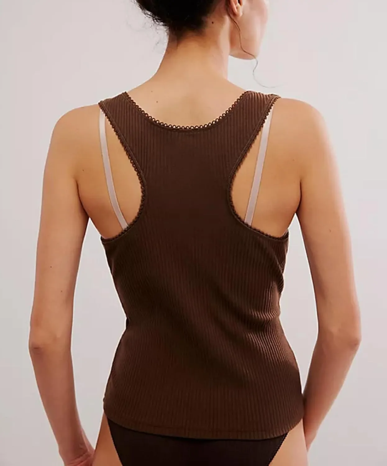 Womens Ribbed Button Up Tank Sleeveless Scoop Neck Slim Fitted Lace Camisole Tops Y2K Open Front Racerback