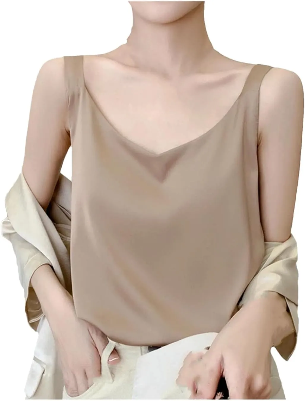Women's Silk Camisole V-Neck Satin Bottoming Vest Sleeveless Sling Silk Tops
