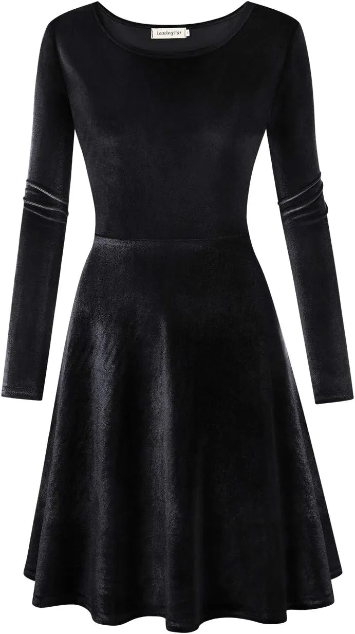 Women's Velvet Cocktail Party Mini Dress