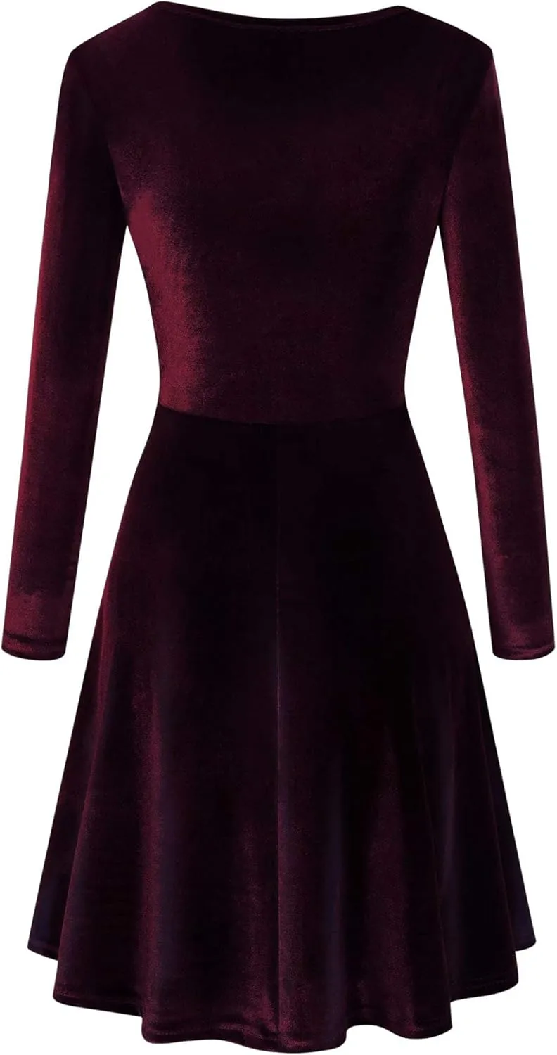 Women's Velvet Cocktail Party Mini Dress