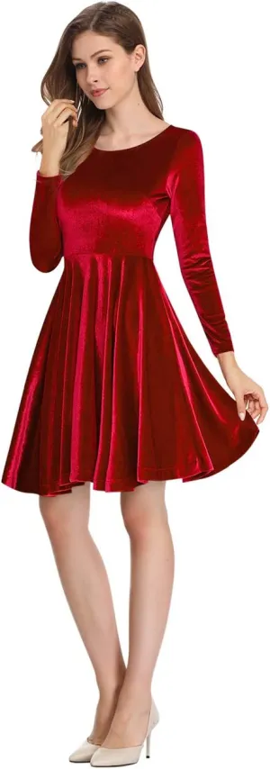 Women's Velvet Cocktail Party Mini Dress