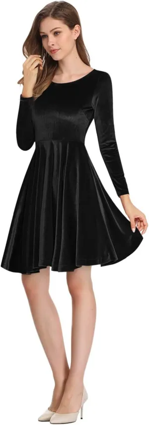 Women's Velvet Cocktail Party Mini Dress