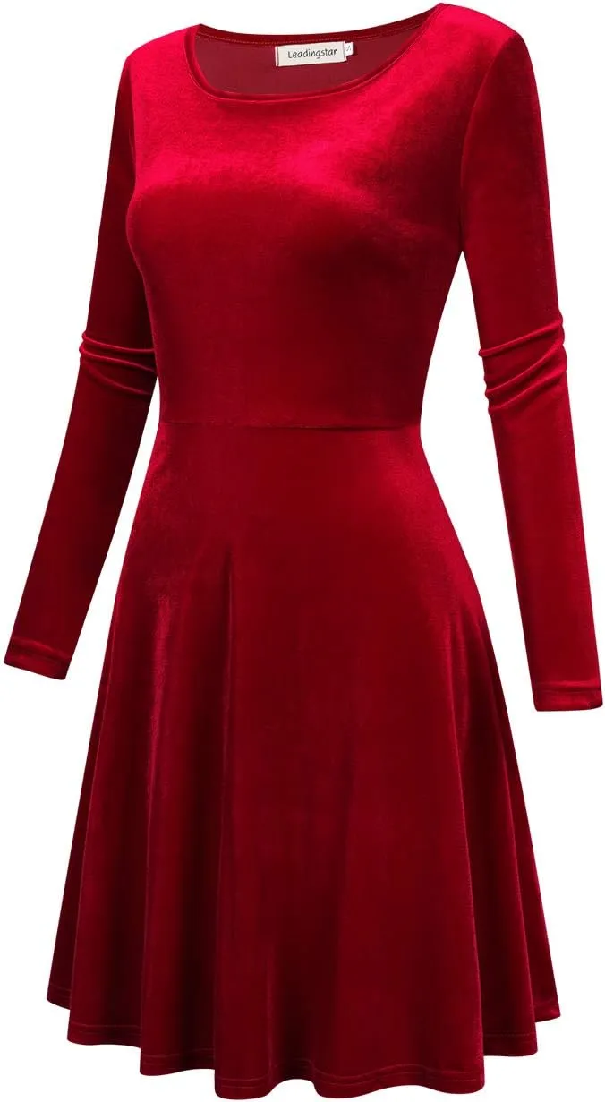 Women's Velvet Cocktail Party Mini Dress