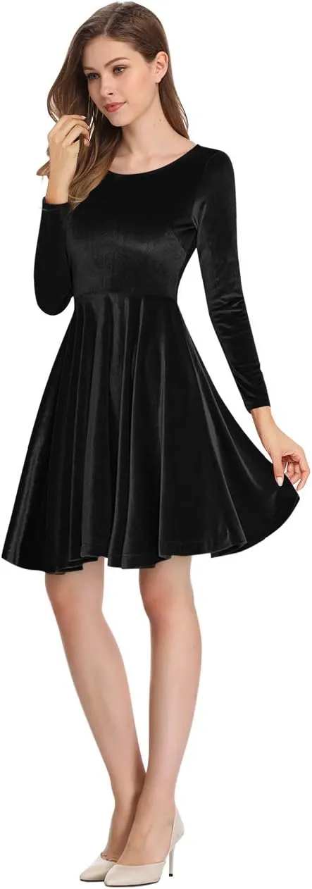 Women's Velvet Cocktail Party Mini Dress