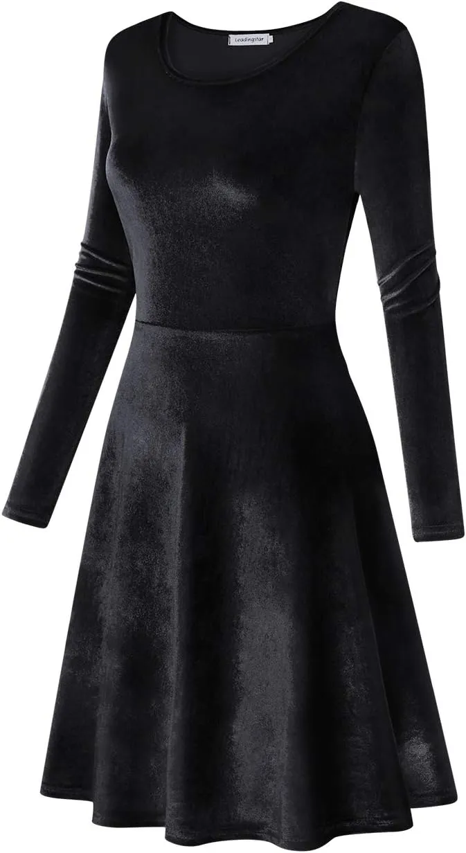 Women's Velvet Cocktail Party Mini Dress