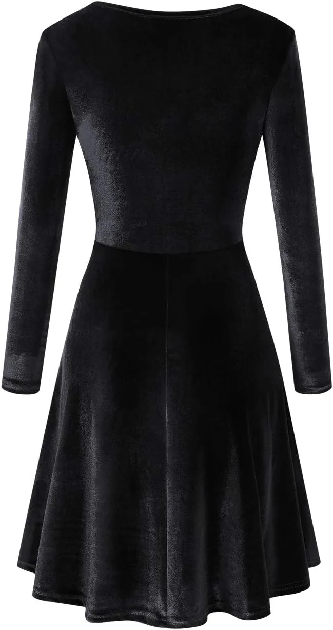 Women's Velvet Cocktail Party Mini Dress