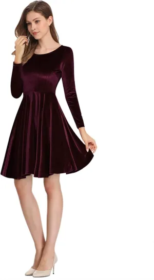 Women's Velvet Cocktail Party Mini Dress