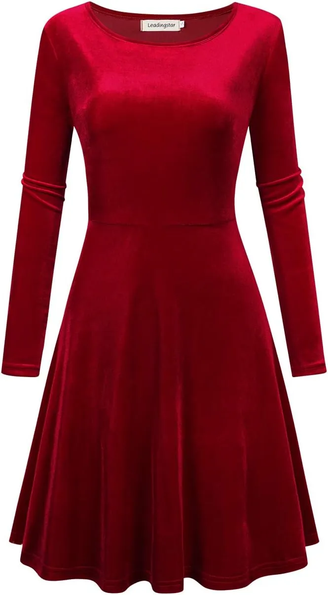 Women's Velvet Cocktail Party Mini Dress