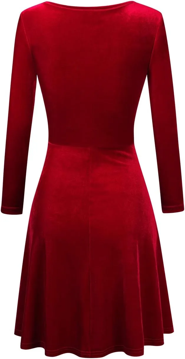 Women's Velvet Cocktail Party Mini Dress