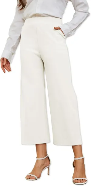 Women's Wide Leg Capri Pants Work Cropped Pants Casual Summer Capris High Waisted Crop Palazzo
