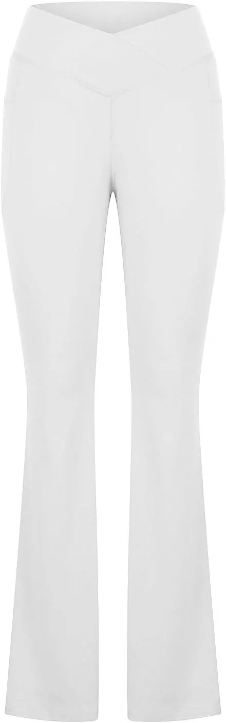 Women's Yoga Pants with Pockets Yoga Suit Long Crossover High Waisted Flare Leggings Tummy Control Workout Casual Pant